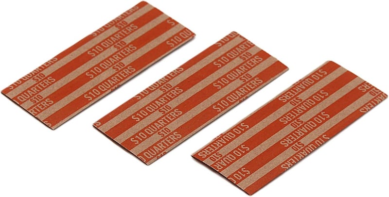 Huron Flat Coin Wrapper, Quarter Rolls $10 Orange (250 pcs) - Image 3